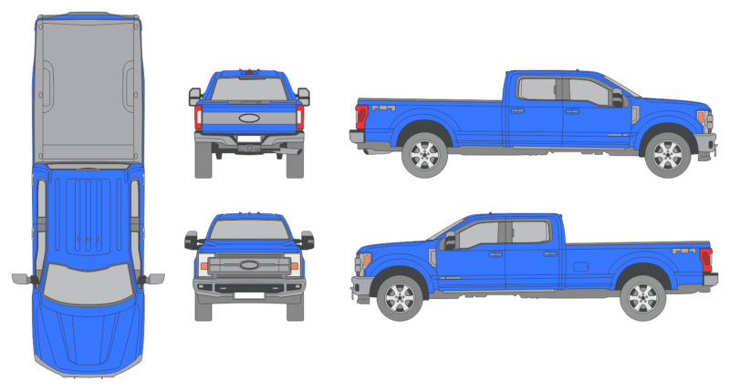 Ford F-450 2017 Crew Cab Long Bed Pickup Template