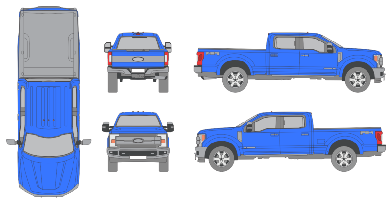 Ford F-450 2017 Crew Cab Short Bed Pickup Template