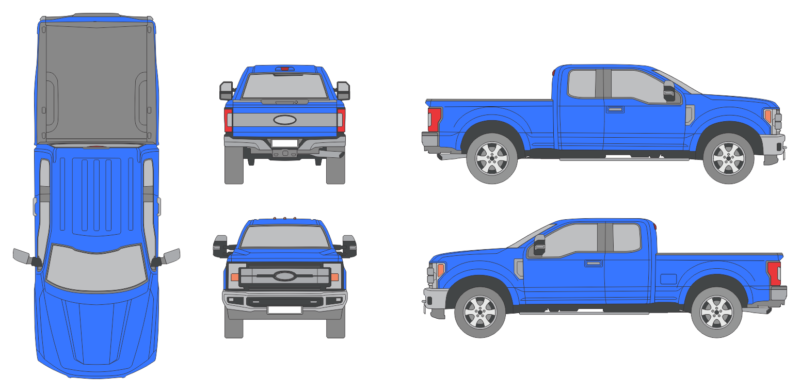 Ford F-450 2017 Extended Cab Short Bed Pickup Template