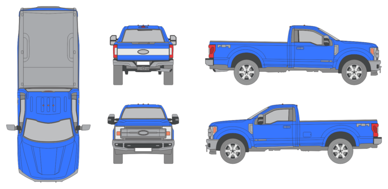 Ford F-450 2017 Regular Cab Long Bed Pickup Template