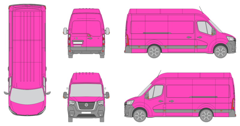 Nissan Interstar 2021 Extended Length High Roof Rear Swing Doors Van Template