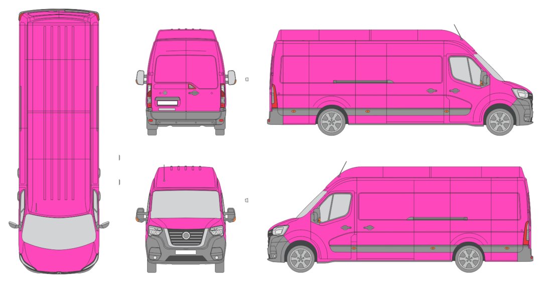 Nissan Interstar 2021 Extra Long High Roof Rear Swing Doors Van Template