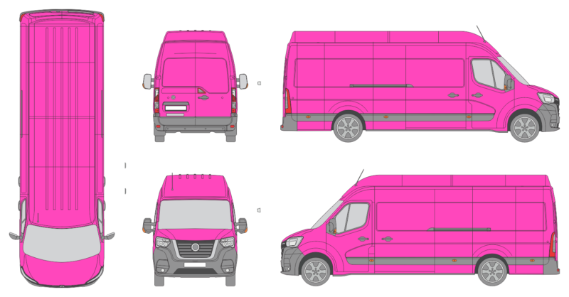 Nissan Interstar 2021 Extra Long High Roof Rear Swing Doors Van Template