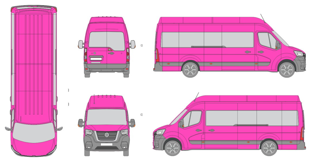 Nissan Interstar 2021 Extra Long High Roof Rear Swing Doors Window Window RL Van Template