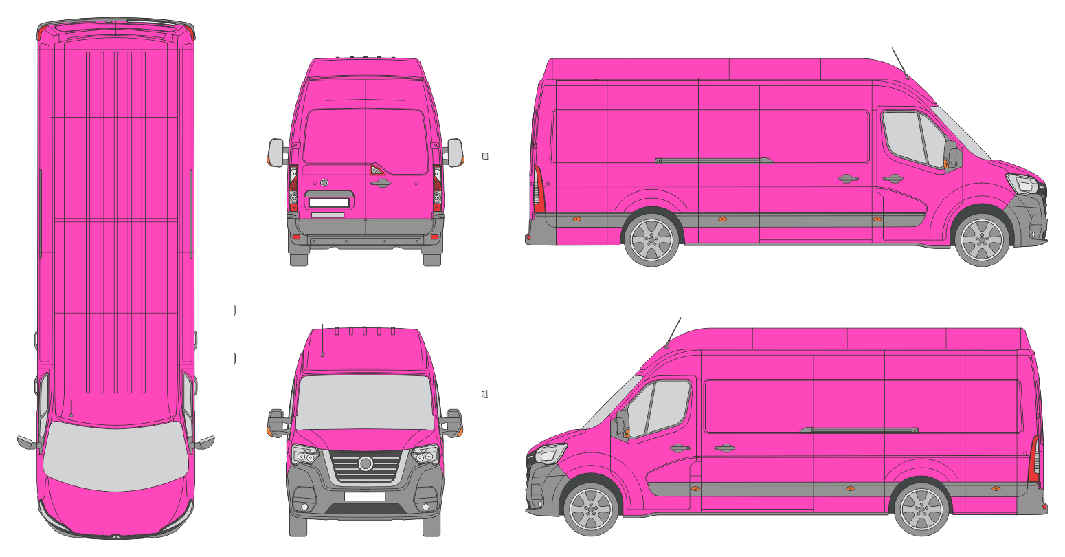 Nissan Interstar 2021 Extra Long High Roof Rear Swing Doors Van Template