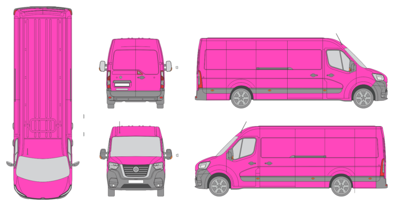 Nissan Interstar 2021 Extra Long Med High Rear Swing Doors Van Template