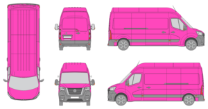 Nissan Interstar 2021 Long High Roof Rear Swing Doors Van Template