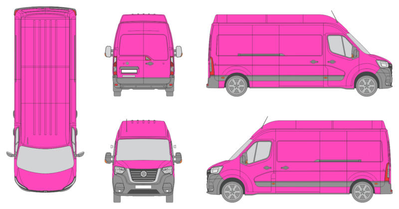 Nissan Interstar 2021 Long High Roof Rear Swing Doors Van Template