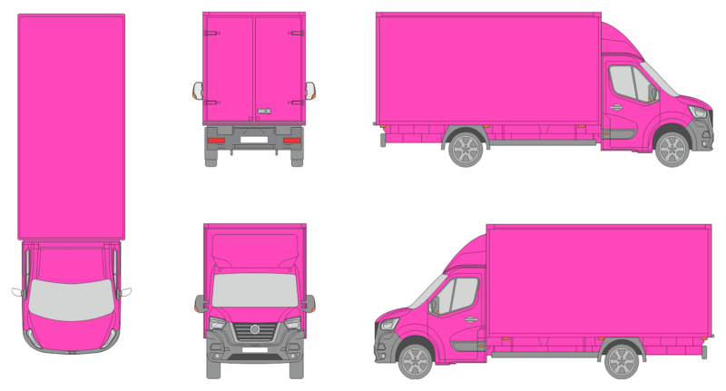 Nissan Interstar 2021 Long Rear Swing Doors Cargo Box Truck Template