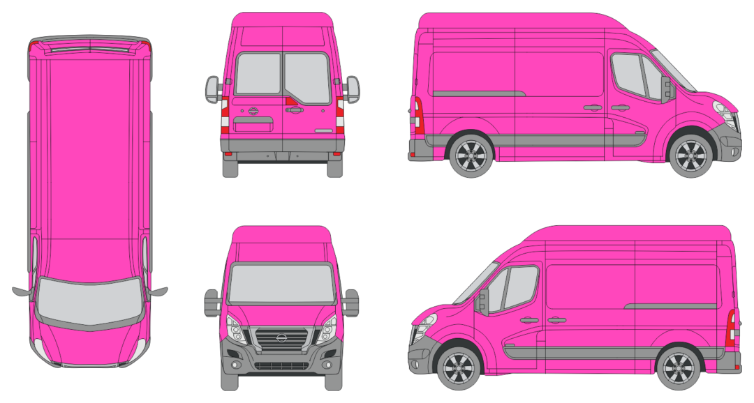 Nissan Interstar 2021 Med Long High Roof Rear Swing Doors Van Template