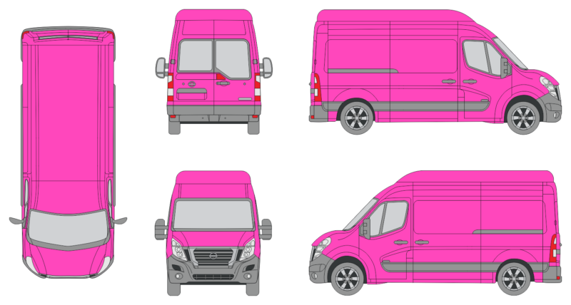 Nissan Interstar 2021 Med Long High Roof Rear Swing Doors Van Template