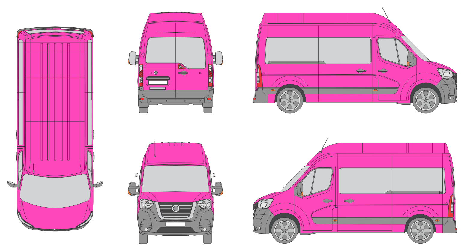 Nissan Interstar 2021 Med Long High Roof Rear Swing Doors Window Window RL Van Template Nissan Interstar 2021 Med Long High Roof Rear Swing Doors Window Window RL Van Template