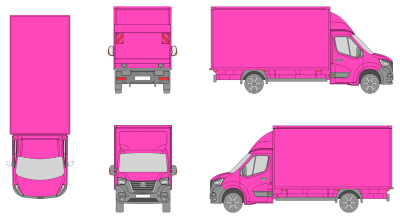 Nissan Interstar 2021 Med Long Liftgate Cargo Box Truck Template