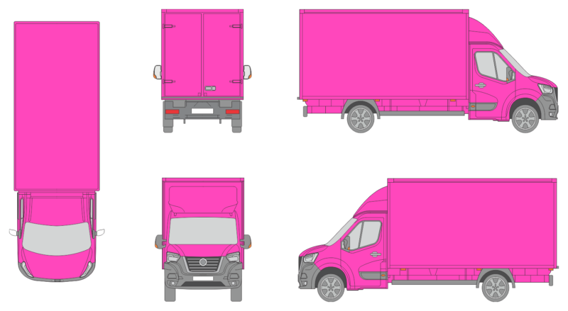 Nissan Interstar 2021 Med Long Rear Swing Doors Cargo Box Truck Template
