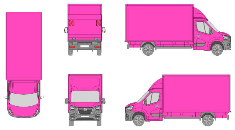 Nissan Interstar 2021 Short Liftgate Cargo Box Truck Template