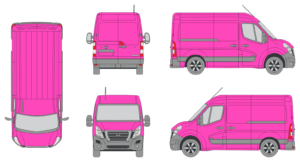 Nissan Interstar 2021 Short Med High Rear Swing Doors Van Template