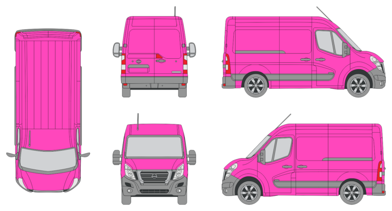 Nissan Interstar 2021 Short Med High Rear Swing Doors Van Template
