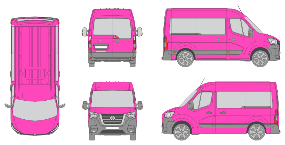 Nissan Interstar 2021 Short Med High Rear Swing Doors Window Window RL Van Template