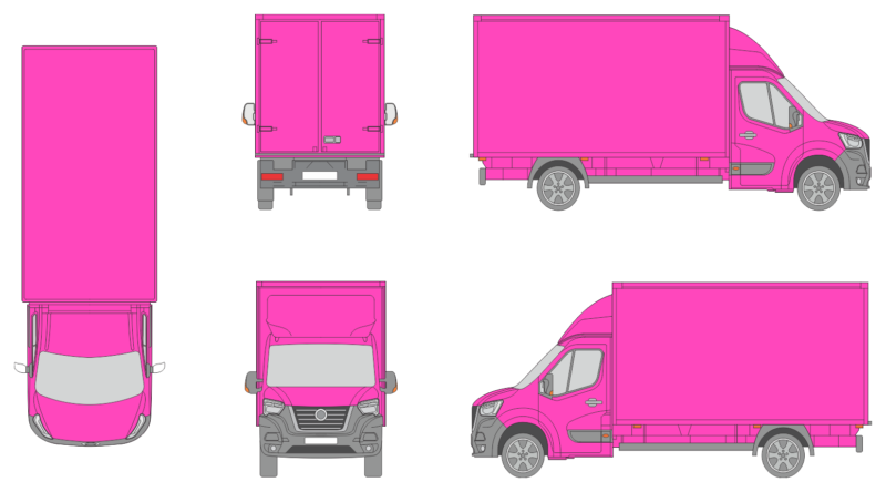 Nissan Interstar 2021 Short Rear Swing Doors Cargo Box Truck Template