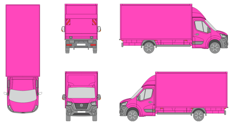 Nissan Interstar 2021 Long Liftgate Cargo Box Truck Template