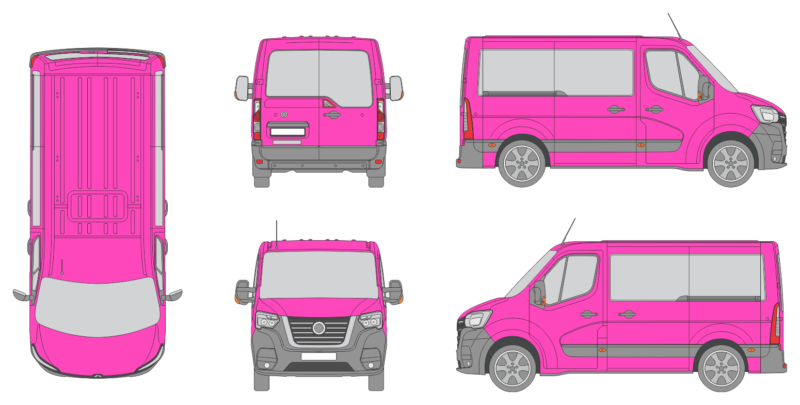 Nissan Interstar 2021 Short Rear Swing Doors Window Window RL Van Template