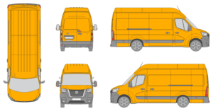 Nissan NV400 2019 Extended Length High Roof Rear Swing Doors Van Template