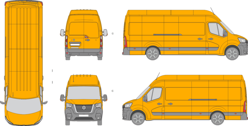 Nissan NV400 2019 Extra Long High Roof Rear Swing Doors Van Template
