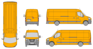 Nissan NV400 2019 Extra Long Med High Rear Swing Doors Van Template