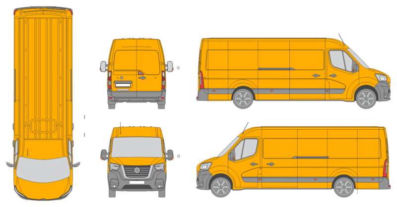 Nissan NV400 2019 Extra Long Med High Rear Swing Doors Van Template