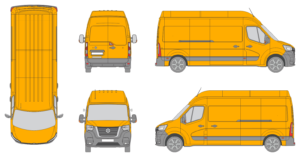 Nissan NV400 2019 Long High Roof Rear Swing Doors Van Template