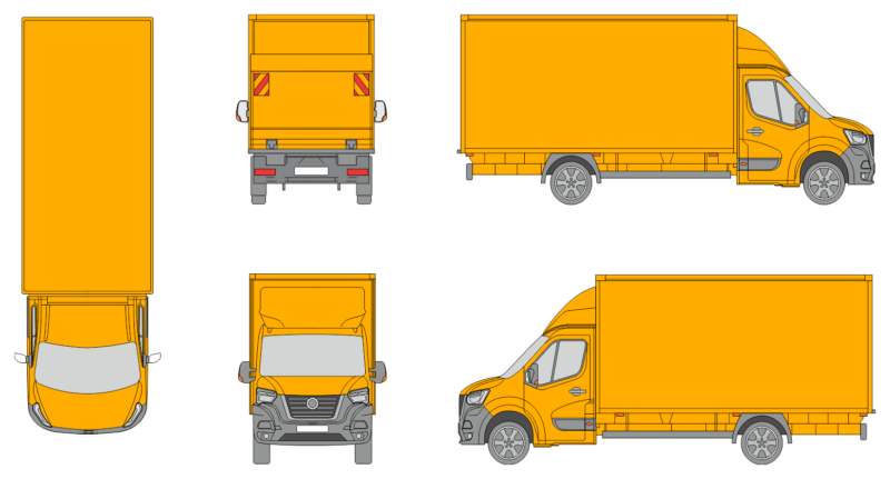Nissan NV400 2019 Long Liftgate Cargo Box Truck Template