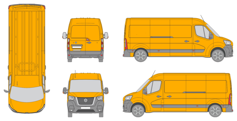 Nissan NV400 2019 Long Med High Rear Swing Doors Van Template