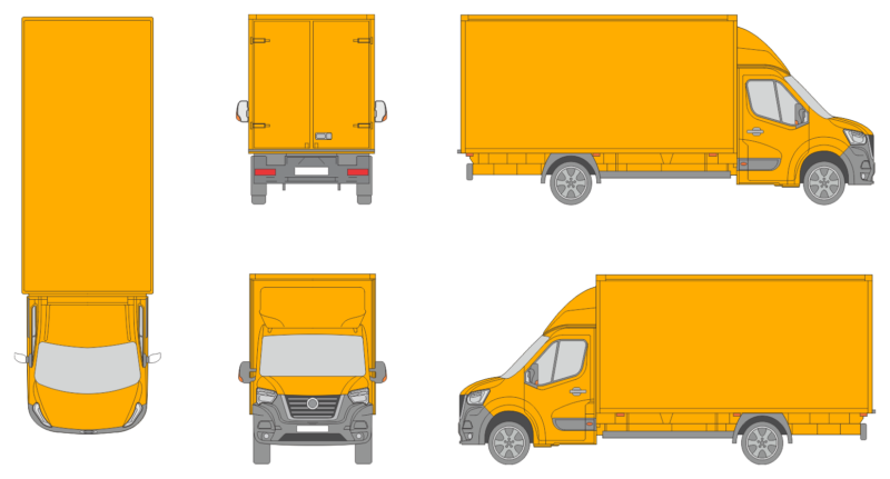 Nissan NV400 2019 Long Rear Swing Doors Cargo Box Truck Template