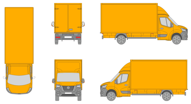 Nissan NV400 2019 Med Long Rear Swing Doors Cargo Box Truck Template