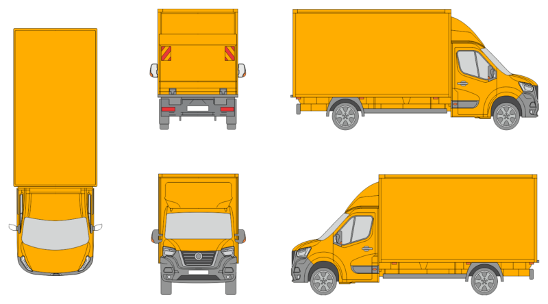 Nissan NV400 2019 Short Liftgate Cargo Box Truck Template