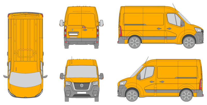 Nissan NV400 2019 Short Med High Rear Swing Doors Van Template