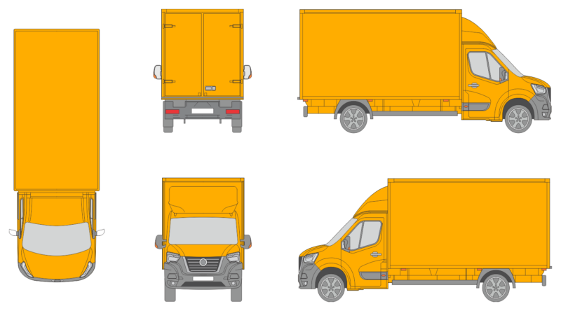 Nissan NV400 2019 Short Rear Swing Doors Cargo Box Truck Template