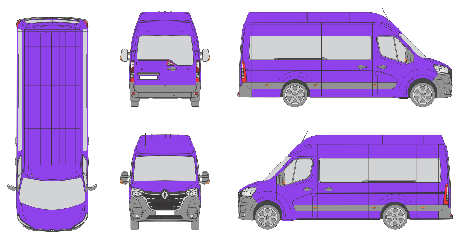 Renault Master 2019 Extended Length High Roof Rear Swing Doors Window Window RL Van Template Renault Master 2019 Extended Length High Roof Rear Swing Doors Window Window RL Van Template