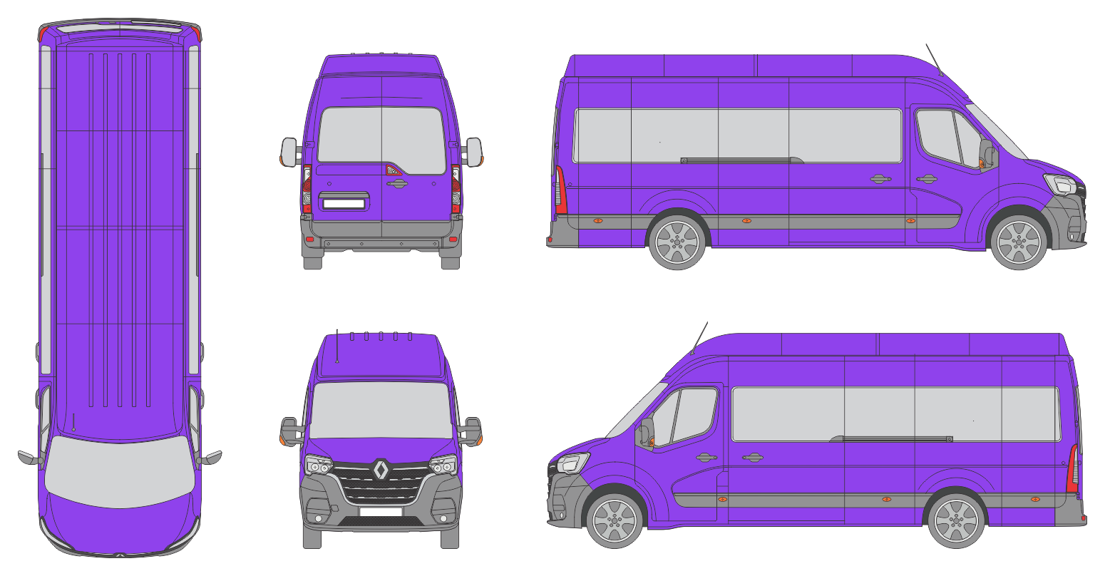 Renault Master 2019 Extra Long High Roof Rear Swing Doors Window Window RL Van Template Renault Master 2019 Extra Long High Roof Rear Swing Doors Window Window RL Van Template