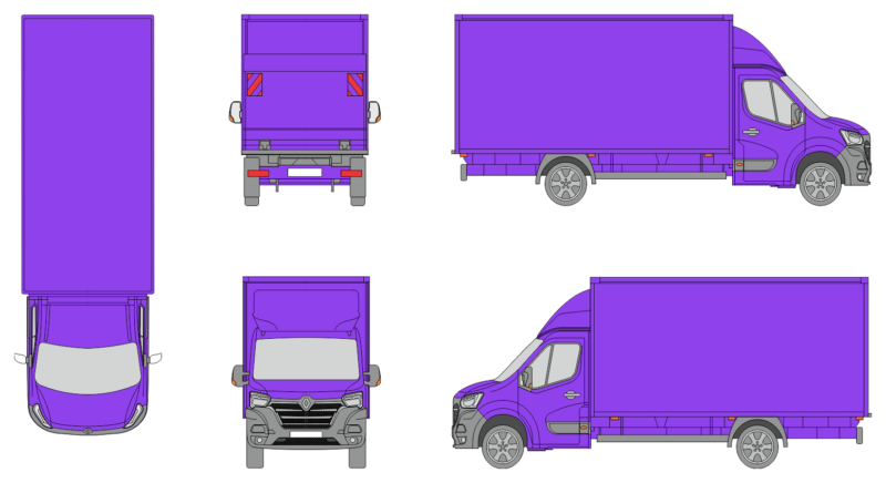 Renault Master 2019 Extra Long Liftgate Cargo Box Truck Template