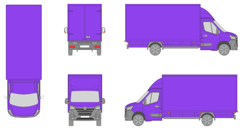 Renault Master 2019 Extra Long Rear Swing Doors Cargo Box Truck Template