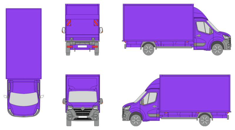 Renault Master 2019 Long Liftgate Cargo Box Truck Template