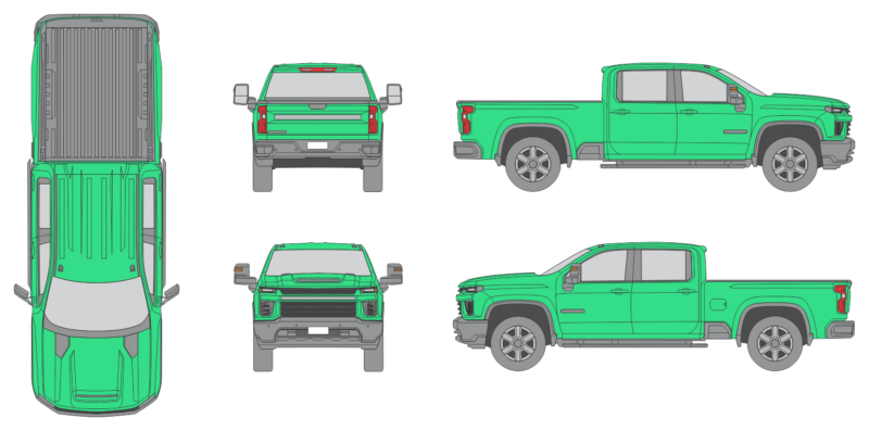 Chevrolet Silverado 2500 2020 Crew Cab Standard Box Truck Template