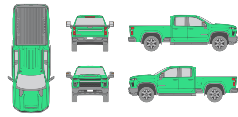 Chevrolet Silverado 2500 2020 Quad Cab Standard Box Truck Template