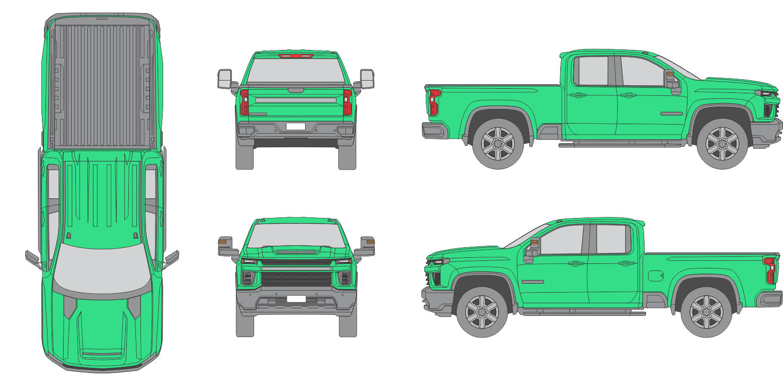 Chevrolet Silverado 2500 2020 Quad Cab Standard Box Truck Template Chevrolet Silverado 2500 2020 Quad Cab Standard Box Truck Template