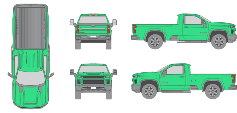 Chevrolet Silverado 2500 2020 Regular Cab Long Bed Truck Template