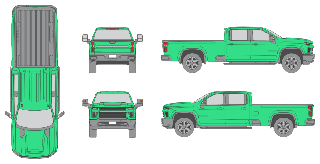 Chevrolet Silverado 3500 2020 Crew Cab Long Bed Truck Template