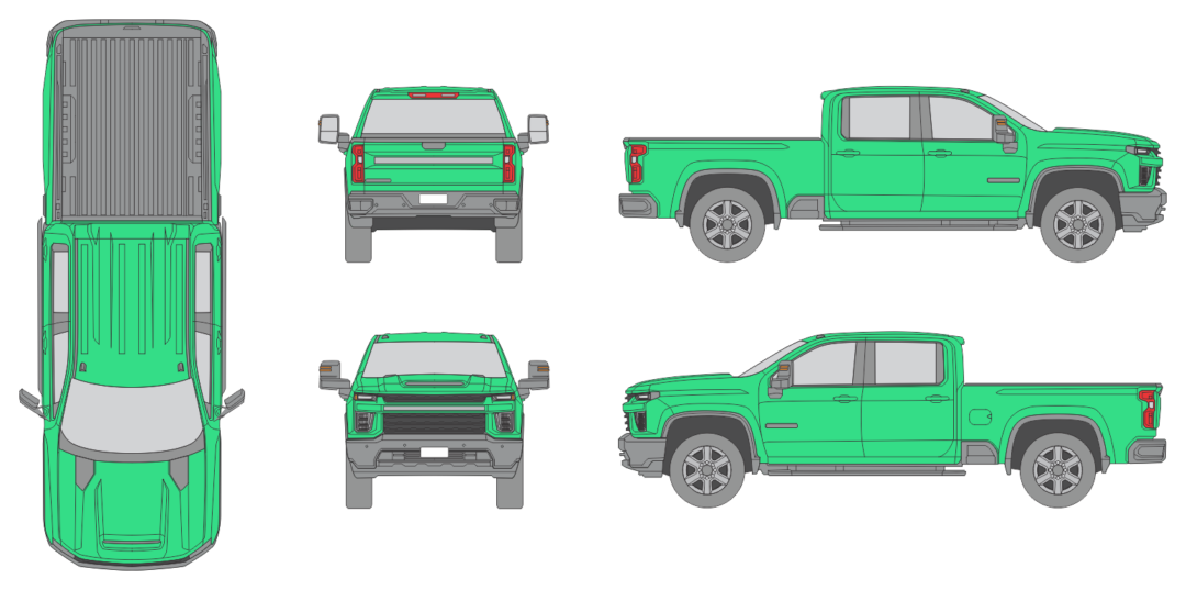 Chevrolet Silverado 3500 2020 Crew Cab Standard Box Truck Template