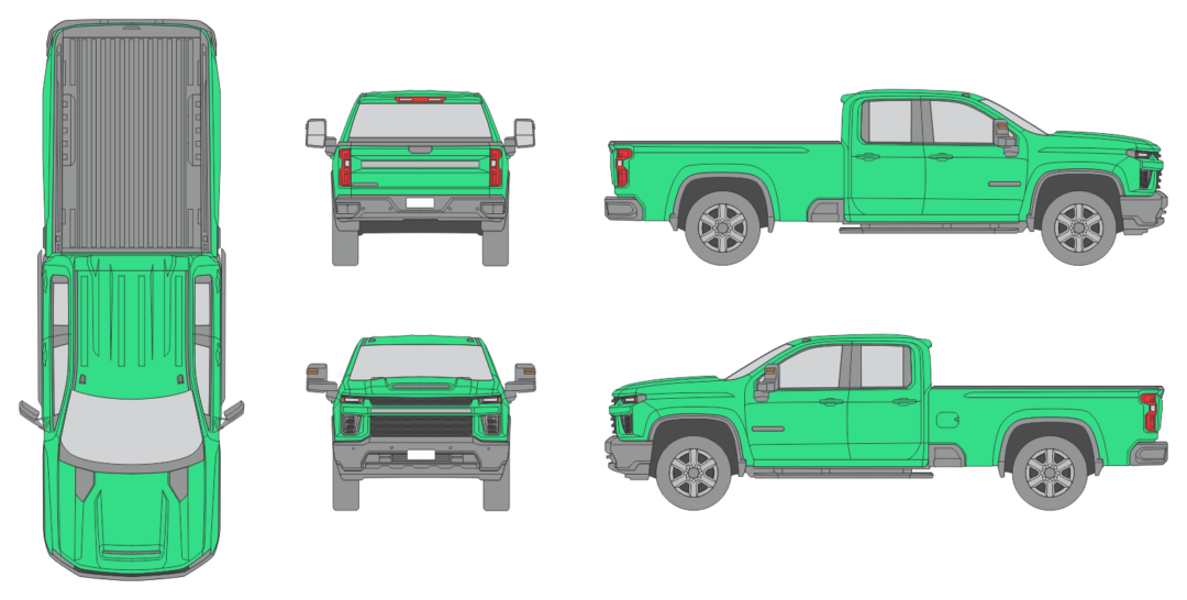 Chevrolet Silverado 3500 2020 Quad Cab Long Bed Truck Template