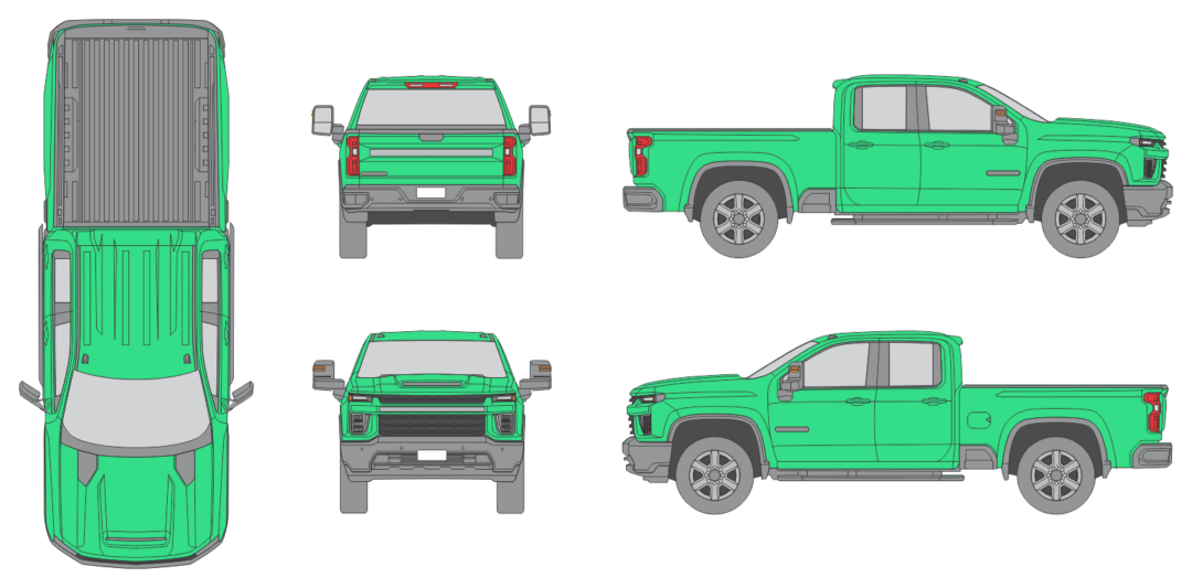 Chevrolet Silverado 3500 2020 Quad Cab Standard Box Truck Template